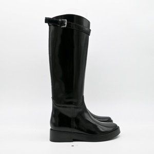 JEFFREY CAMPBELL Patent High Riding Boot Black